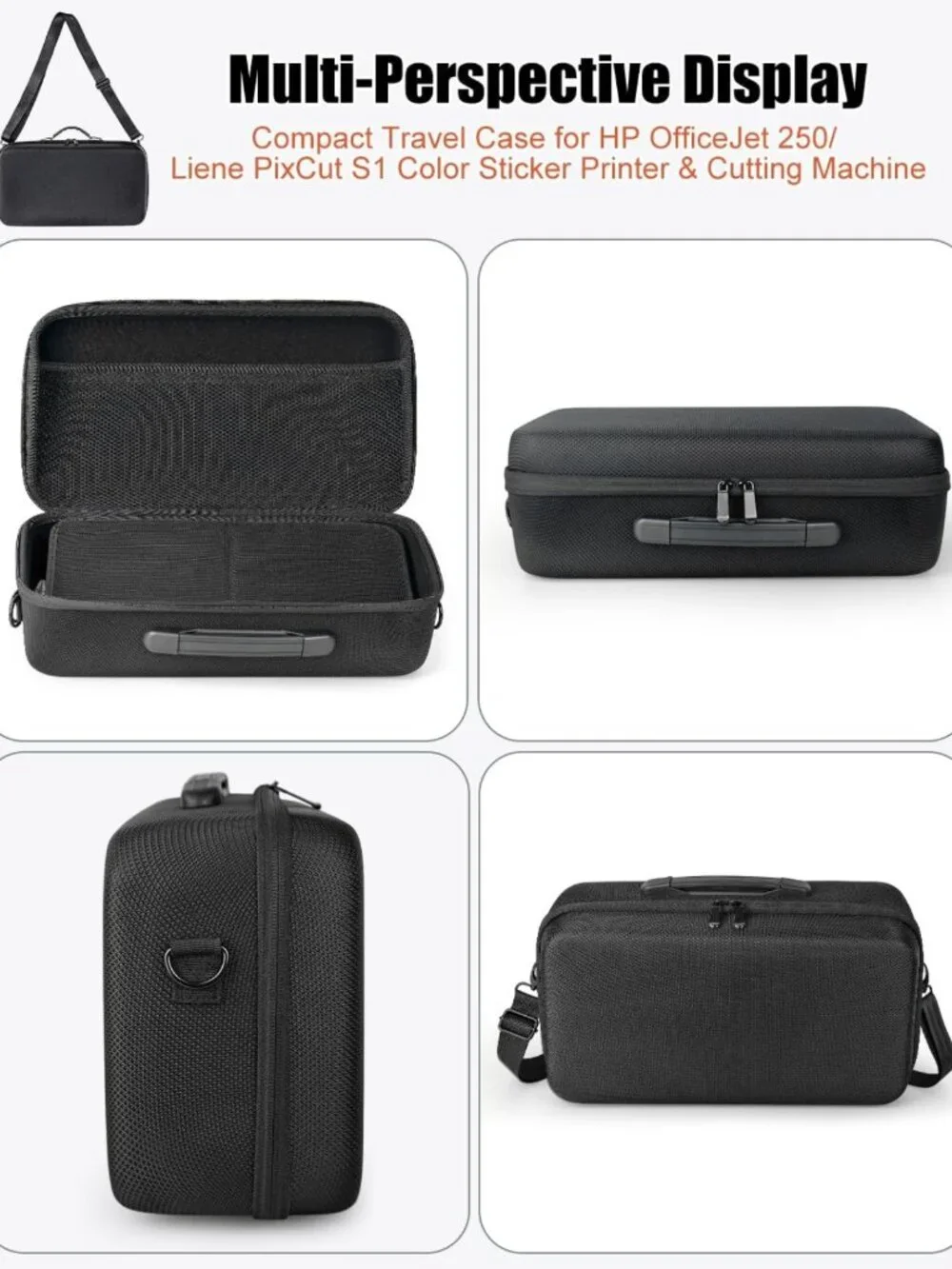 Portable Hard Travel Case for Mobile Printers & Cutting Machines, Black
